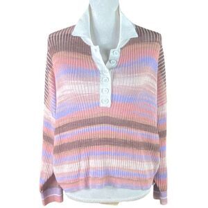 Asos Design Womens Multicolor Space Dye Ribbed Knit Collared Sweater Size 10